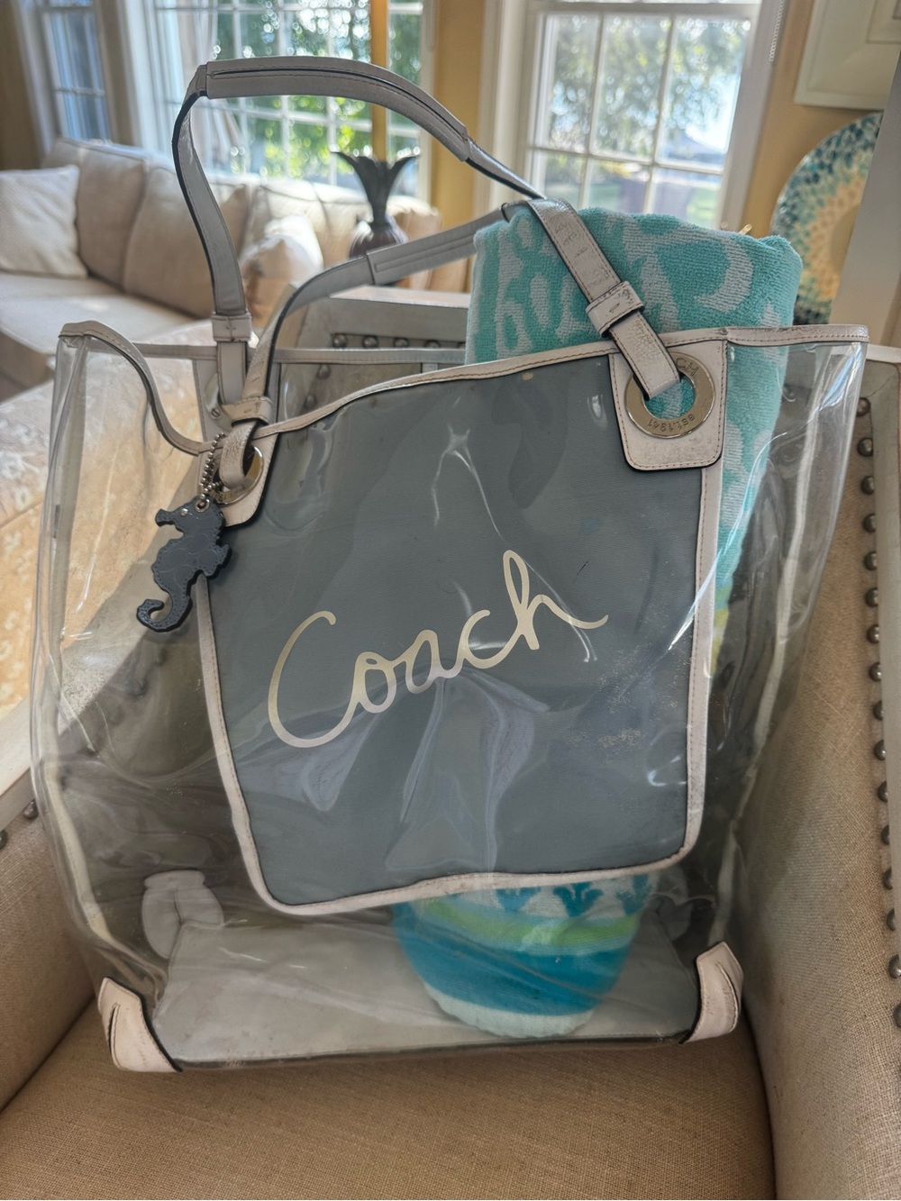 Coach Clear Tote Beach  Bag  - White Trim